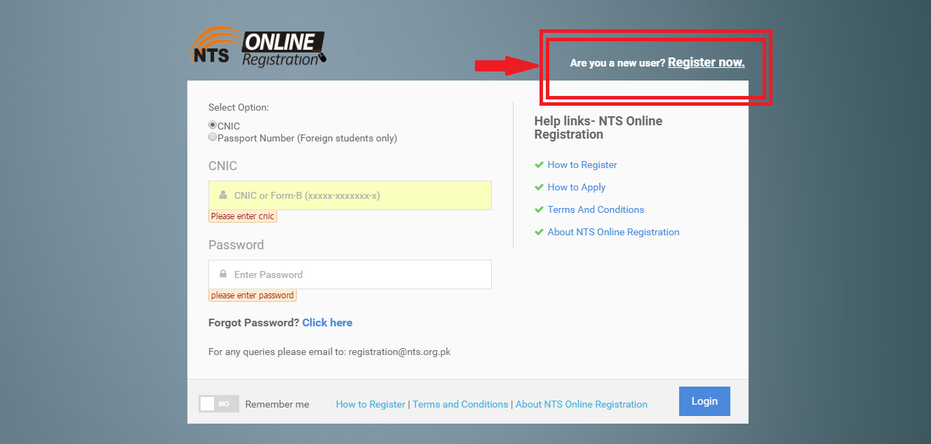 Registration login